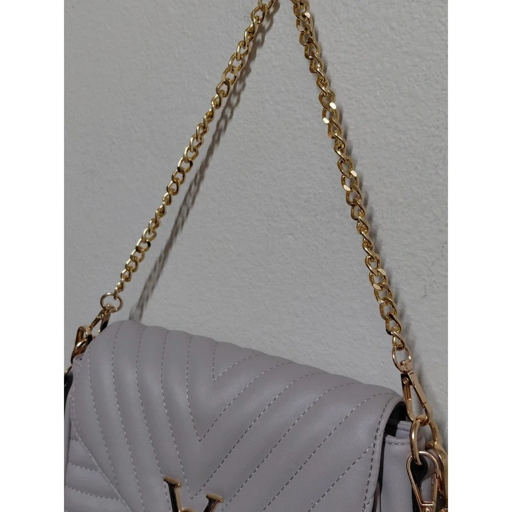 Valentino Orlandi Chevron Quilted Crossbody Bag Light Purple Lavender Coin Pouch